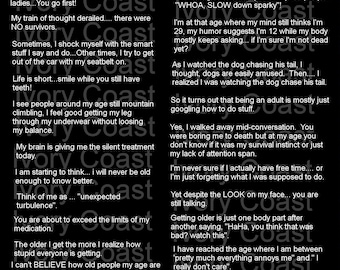 Getting older #2 Funny Quotes Sarcastic digital download instant sheet for cards, crafts, scrapbooking, magnets, collage, words, phrases