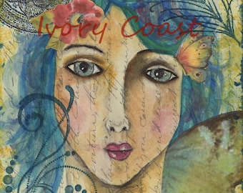 You take my breath away quote. Digital, download, instant, transfer, woman, girl, blue, wings, mixed media, collage, art, drawing, #12TA/WA