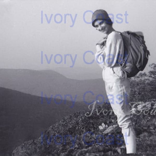 The Adventurer Vintage Lady Hiker Photo.  Digital Download.  Image, ephemera, black and white,  sport, fitness, backpacking, #15P2/ES