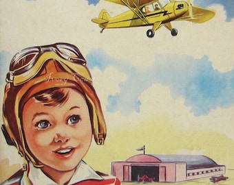 Pilot Airplane Boy. Vintage, Digital Download,  Instant, printable, flying, illustration, plane, art, decor, #15PBI, wall, Child's room,