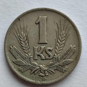 1 Koruna , 1940, Slovak State Coin, WWII Currency Crown