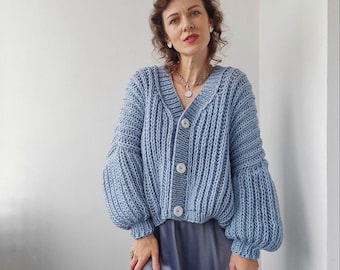 Handmade Chunky knit Cardigan, oversized sweater cardigan for women, pastel colored sweater, christmas sweater, cozy merino wool cardigan