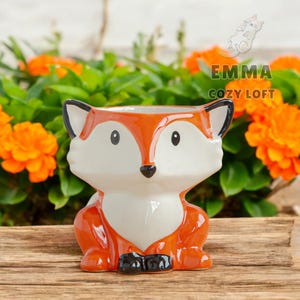 Bonita maceta de animales: maceta de cerámica con dibujos animados pintada a mano, para hierbas y plantas de interior | Decoración de habitación infantil, regalo único para amantes de los animales