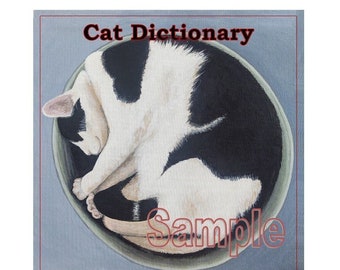 Cat Dictionary definition card, Muff’n: noun.  an individual coiled into a perfect circle as if baked into a pan.