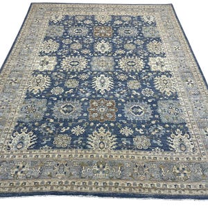 9x12 Ft Blue Bidjar Area Rug - Blue Grey Afghan Hand Knotted Veg Dye Floral Bidjar Area Rug - Rug for Living Room - Bedroom Rug