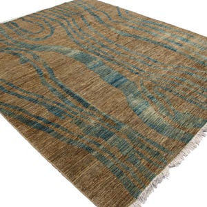 8x9 Earthy Tan Pattern Gabbeh Area Rug - Tan Beige Pattern Afghan Hand Knotted Veg Dyed Wool Gabbeh Rug - Bedroom Rug - Rugs for Living Room
