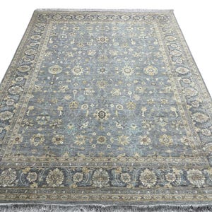 9x12 Ft Grey Bidjar Area Rug - Greyish Blue Afghan Hand Knotted Veg Dye Floral Bidjar Area Rug - Rug for Living Room - Bedroom Rug