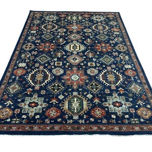 9x12 Ft Blue Bidjar Oriental Area Rug - Afghan Hand Knotted Veg Dye Floral Area Rug - Rug for Living Room - Bedroom Rug - Oriental Rug