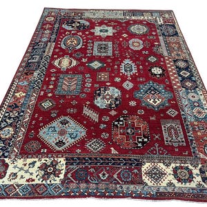 9x13 Ft Red Bidjar Oriental Area Rug - Afghan Hand Knotted Veg Dye Floral Area Rug - Rug for Living Room - Bedroom Rug - Oriental Rug