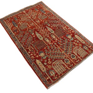 3x5 Orange Tribal Persian Area Rug - Multicolor Afghan High Quality Hand Knotted Veg Dyed Wool Area Rug - Small Accent Rug - 3&#39;1x5&#39;1