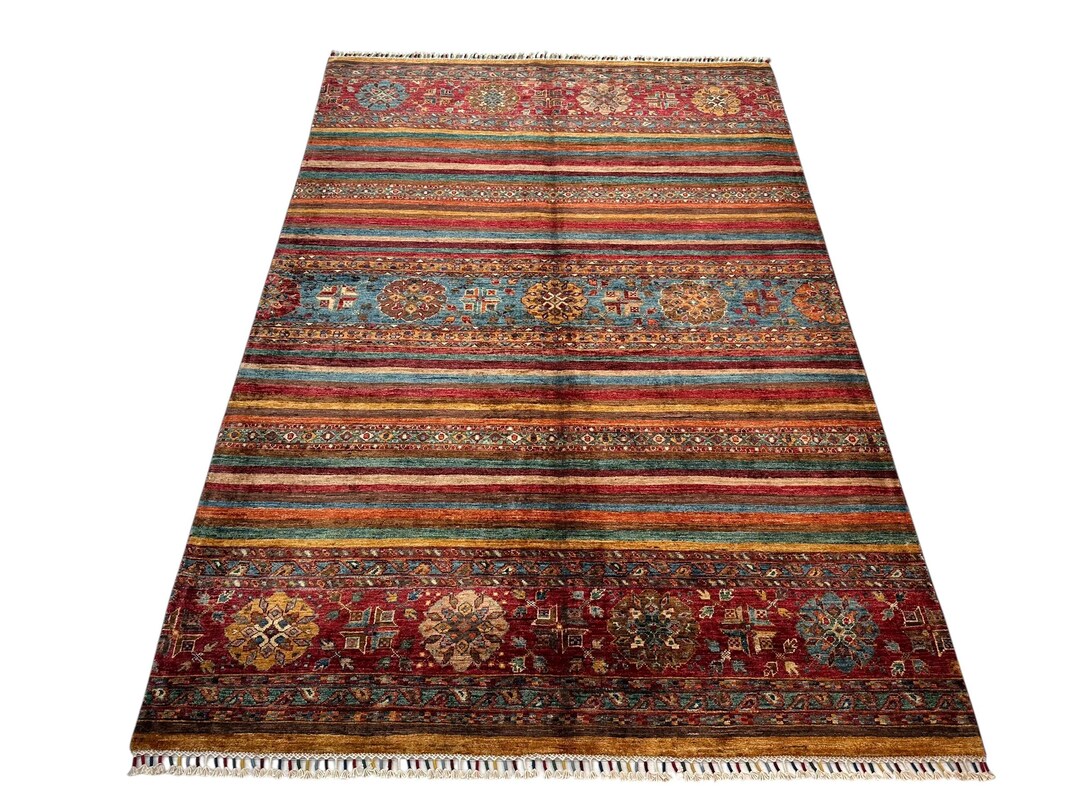 5x8 Ft Red Khorjin Tribal Area Rug - Afghan Hand Knotted Veg Dye Wool ...