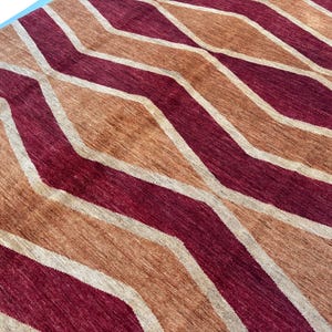 8x11 Burnt Orange Pattern Gabbeh Area Rug - Orange Red Beige Afghan Hand Knotted Veg Dye Wool Area Rug - Bedroom Rug - Rugs for Living Room