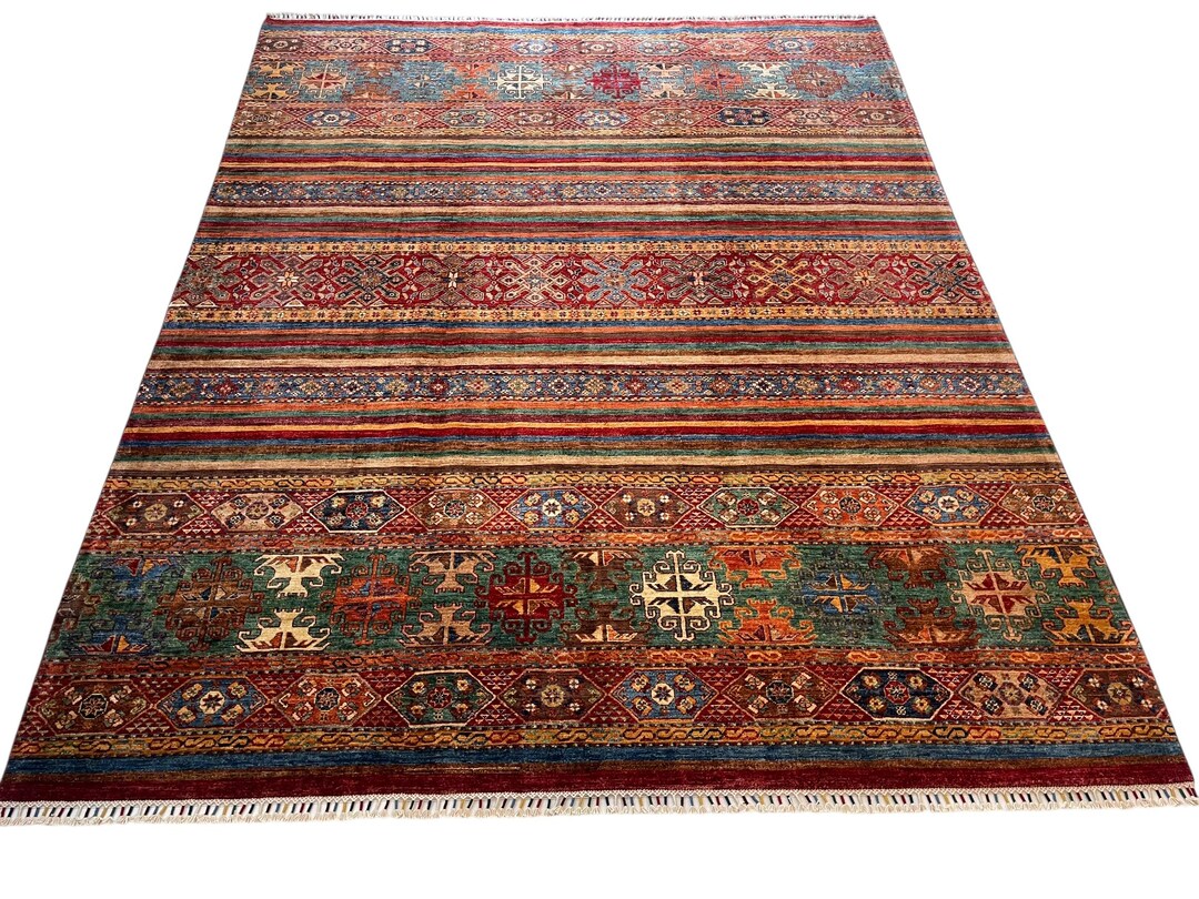 8x10 Red Khorjin Tribal Area Rug - Afghan Hand Knotted Veg Dye Wool ...