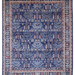 12x15 Navy Blue Persian Area Rug - Persian Style Hand Knotted Veg Dyes Wool Traditional Rug - Bedroom Rug - Rugs for Living Room - 12'1x15'5
