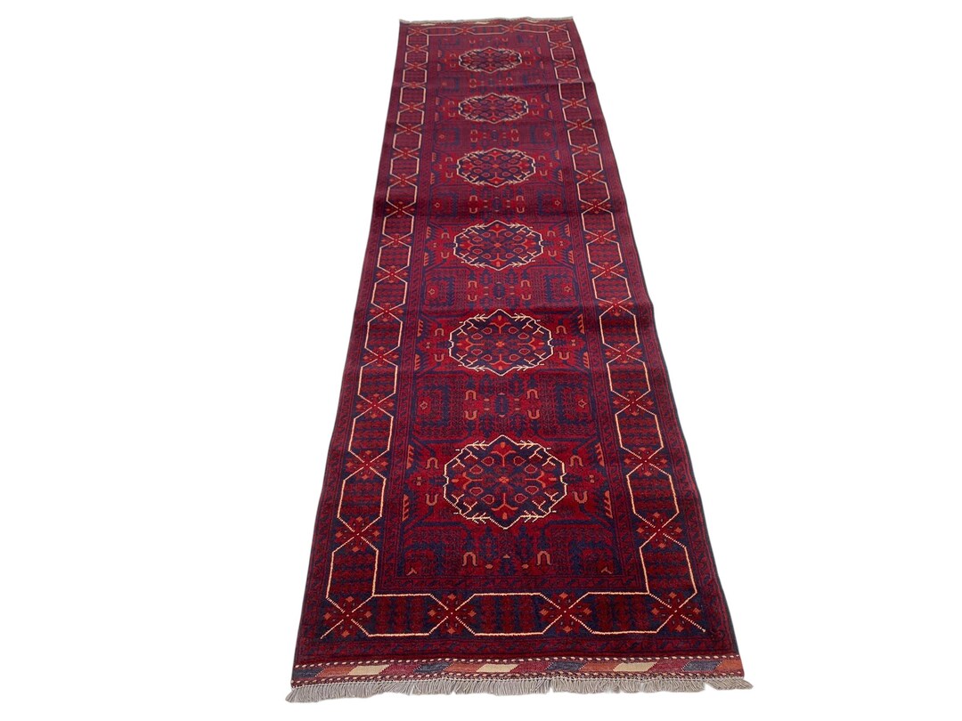 10 Ft Red Tribal Bokhara Runner Area Rug - Afghan Hand Knotted Veg Dye ...