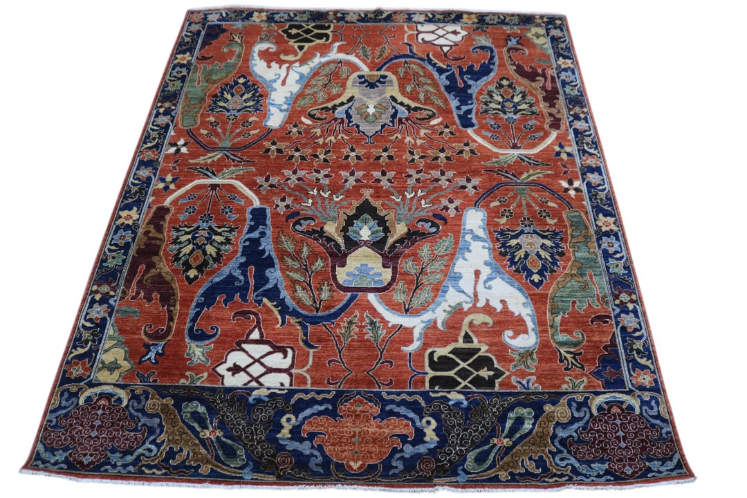 8x10 Red Oriental Area Rug - Afghan Hand Knotted Veg Dye Wool Area Rug ...