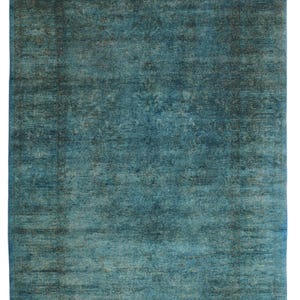 6x9 Turquoise Overdyed Persian Rug - Blue Afghan Hand Knotted Veg Dyed Wool Overdyed Persian Rug - Bedroom Rug - Rugs for Living Room