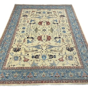 9x12 Ft Cream Bidjar Oriental Area Rug - Afghan Hand Knotted Veg Dye Floral Area Rug - Rug for Living Room - Bedroom Rug - Oriental Rug