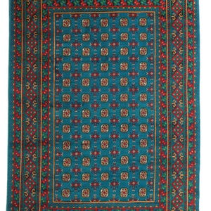 6x9 Blue Afghan Tribal Area Rug - Turquoise Blue Afghan Hand Knotted Veg Dyed Wool Area Rug - Bedroom Rug - Rugs for Living Room - 6&#39;5x9&#39;6