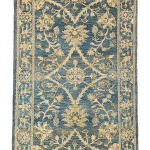 3x5 Blue Persian Area Rug - Afghan High Quality Hand Knotted Veg Dyed wool Persian Area Rug - Small Accent Rug - Bathroom Rug - 3&#39;1x5&#39;0 Ft