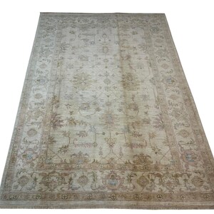 6x8 Ft Beige Persian Area Rug - Afghan Hand Knotted Veg Dye Wool Oriental Area Rug - Rugs for Living Room - Bedroom Rug - Floral Rug