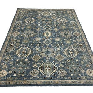 9x12 Ft Blue Bidjar Oriental Area Rug - Afghan Hand Knotted Veg Dye Floral Area Rug - Rug for Living Room - Bedroom Rug - Oriental Rug