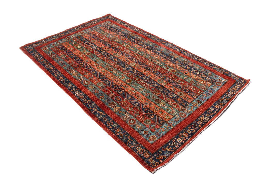 5x8 Red Tribal Persian Area Rug - Multicolor Afghan High Quality Hand ...