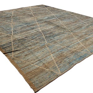 12x15 Berber Area Rug - Blue Beige Pattern Moroccan Hand Knotted Thick Wool Area Rug - Bedroom Rug - Rugs for Living Room - 12&#39;0x15&#39;1