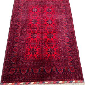 4x6 Ft Red Persian Baluch Area Rug - Afghan Hand Knotted Veg Dye Wool Tribal Area Rug - Rugs for Living Room - Small Accent Rug