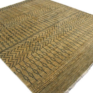 8x9 Beige Pattern Gabbeh Area Rug - Tribal Pattern Afghan Hand Knotted Veg Dyed Wool Gabbeh Rug - Bedroom Rug - Rugs for Living Room