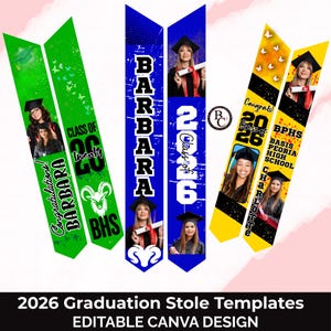 2026 Graduation Stole Template Bundle - 20 Canva Designs 11x36 - Etsy