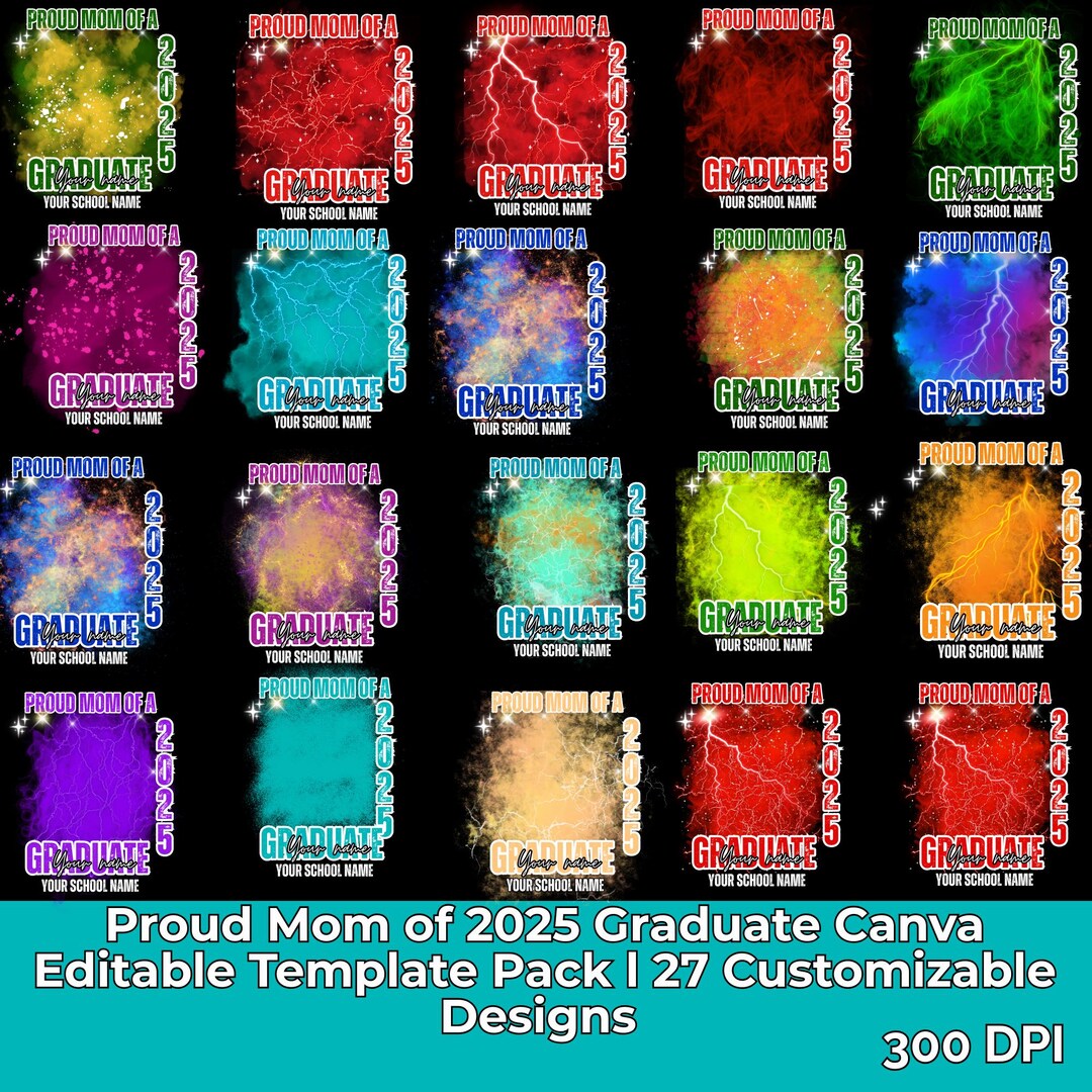 Proud Mom of 2025 Graduate Canva Editable Template Pack | 27 ...