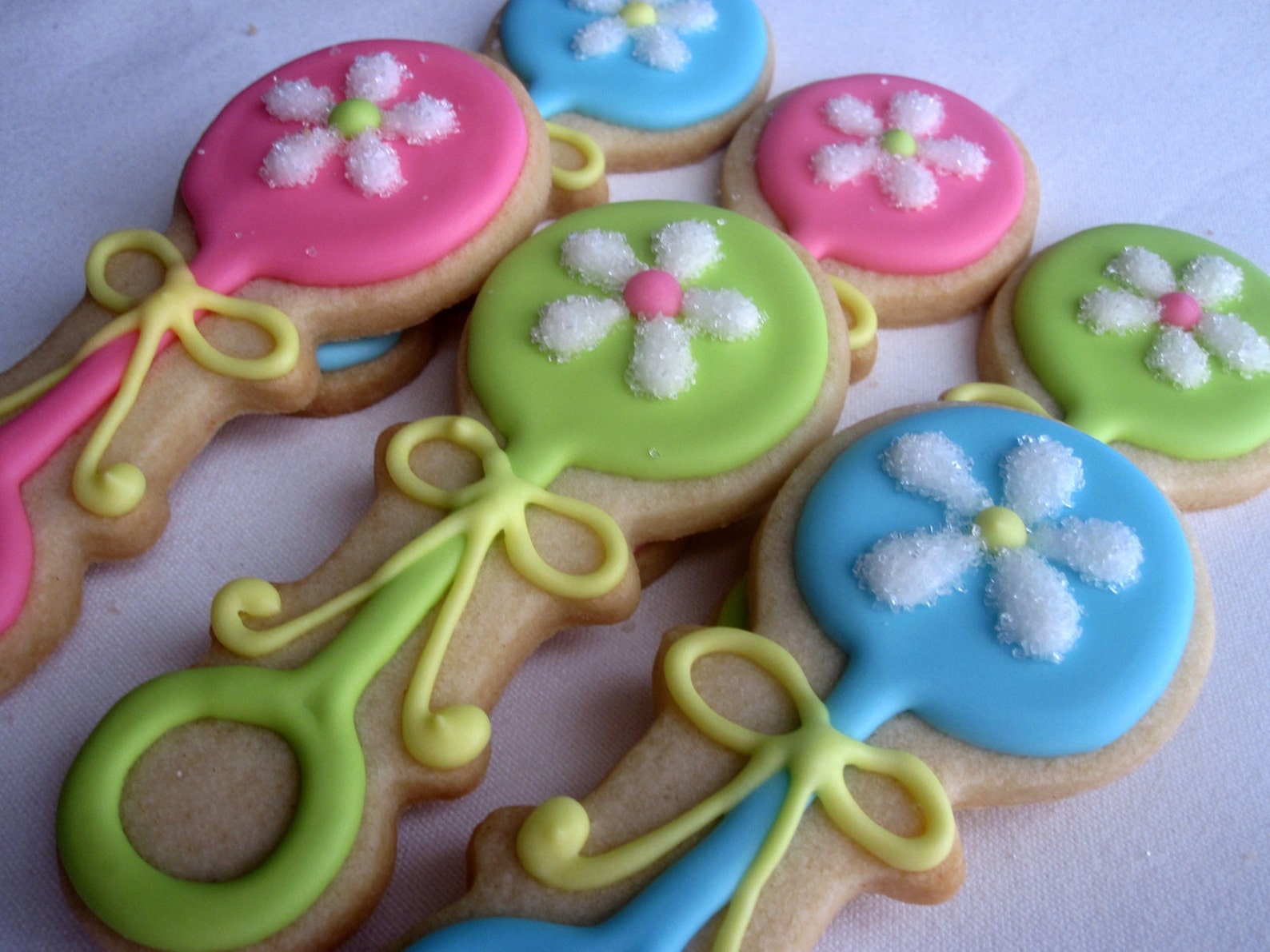 BABY RATTLE COOKIES 12 Decorated Sugar Cookie Party Favors Etsy