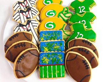 GREEN BAY PACKER Cookies, Decorated Sugar Cookie Gift Box, 18 Cookies