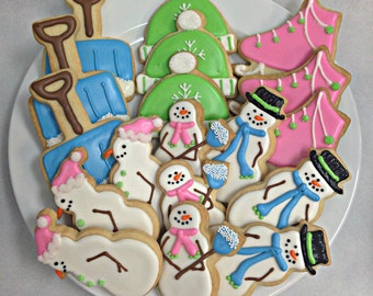 SNOWMAN SUGAR COOKIES, Christmas Sugar Cookie Gift Set, 18 Cookies