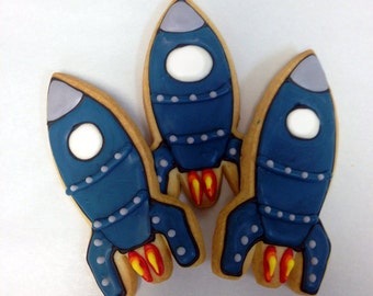 ROCKETSHIP COOKIES, 12 Galletas de Azúcar Decoradas