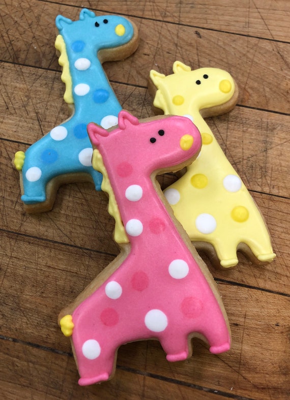 GIRAFFE COOKIES 12 Decorated Sugar Cookie Favors - Etsy