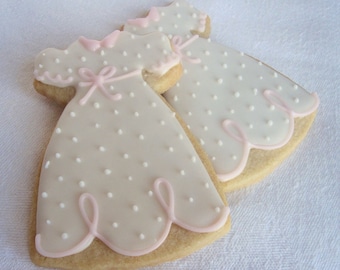 BAPTISM DRESS COOKIES 12 Decorated Sugar Cookie Party Favors