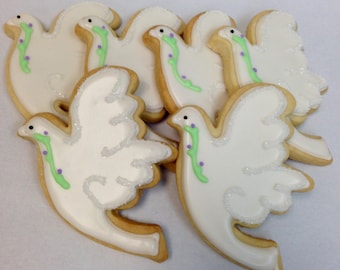 DOVE CONFIRMATION COOKIES, 12 Decorated Sugar Cookie Favors