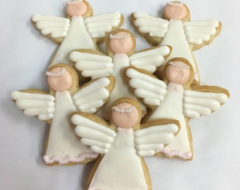 ANGEL COOKIES, 12 Decorated Sugar Cookie Favors