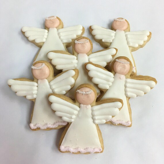 ANGEL COOKIES 12 Decorated Sugar Cookie Favors | Etsy