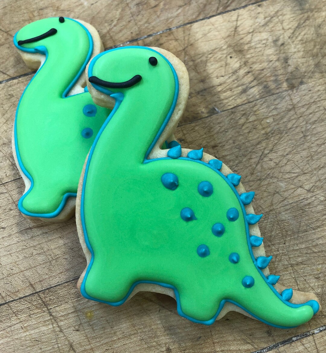 DINOSAUR COOKIES, 12 Decorated Sugar Cookie Favors Etsy