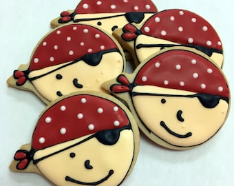 PIRATE COOKIES, 12 Decorated Sugar Cookie Party Favors