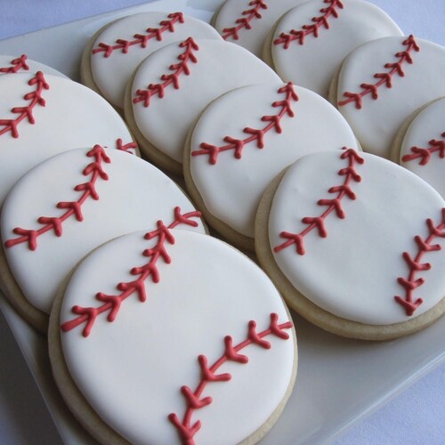 BASEBALL COOKIES 12 Decorated Sugar Cookie Party Favors Etsy