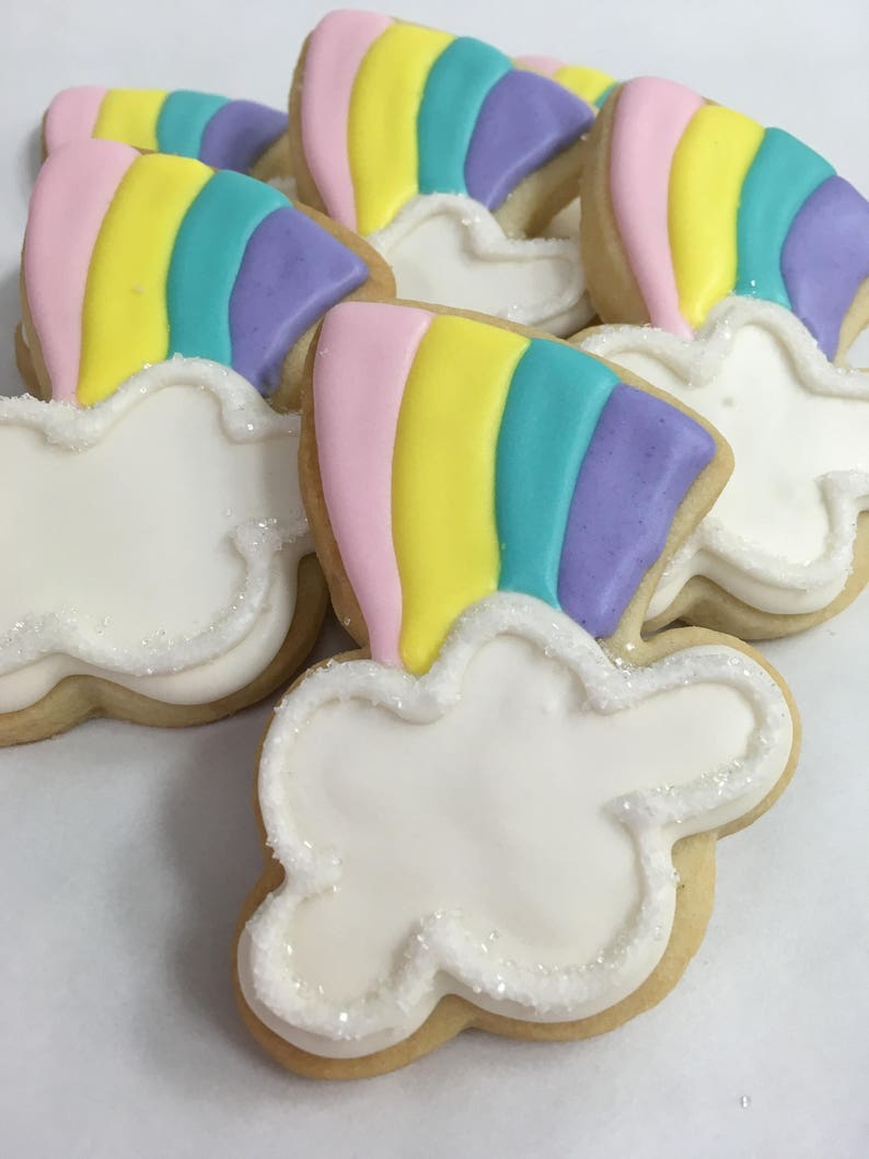 RAINBOW COOKIES 12 Decorated Sugar Cookie Party Favors Etsy