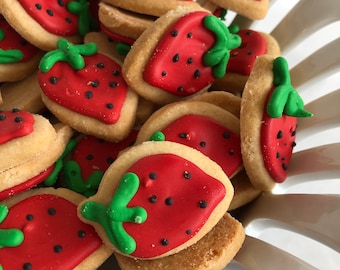 Mini STRAWBERRY SUGAR COOKIES, Itty Bitty Sugar Cookies, 1/2 Pound