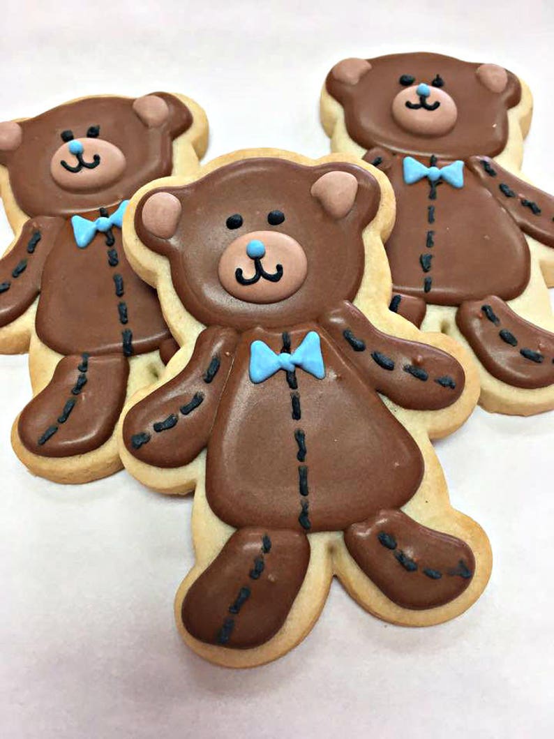 TEDDY BEAR COOKIES 12 Decorated Sugar Cookie Party Favors
