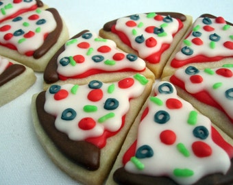 PIZZA COOKIES, 12 Favores de Galleta de Azúcar Decorada