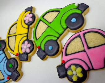 CAR SUGAR COOKIES, 12 Decorated Sugar Cookie Favors