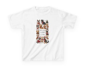 Festive Dog Christmas Kids Tee: 'Santa Paws is Coming'